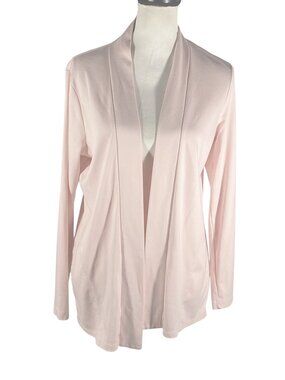 L.L.Bean light Pink Open-Front Cardigan L Regular 100% Supima Cotton Lightweight